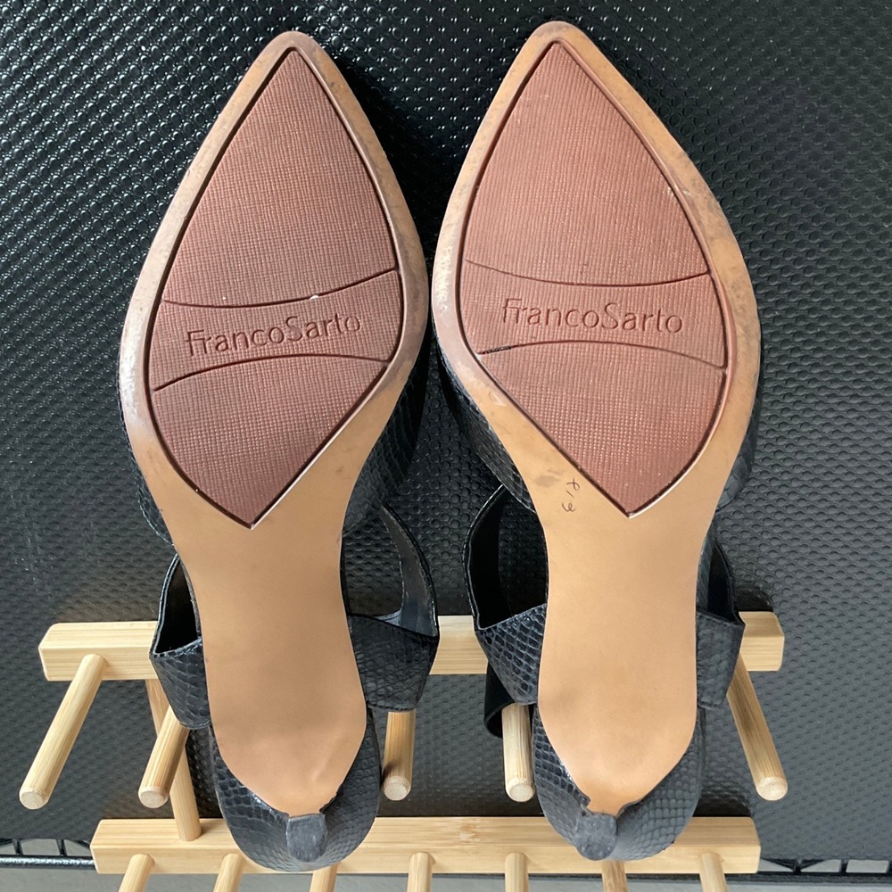 Franco Sarto Lima Black Snake Embossed Pointed Toe D'Orsay Pumps Size 8 - Picture 2 of 12